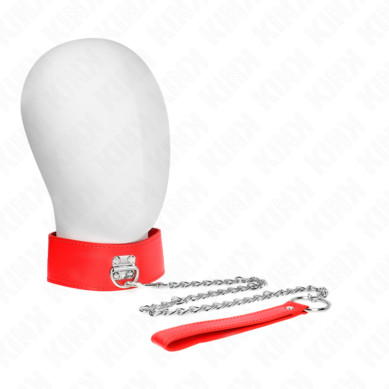 KINK - COLLIER AVEC CEINTURE 65 CM AVEC LARGE BRACELET ROUGE AJUSTABLE 33,5-41 CM X 5 CM KINK COLLAR & GAG