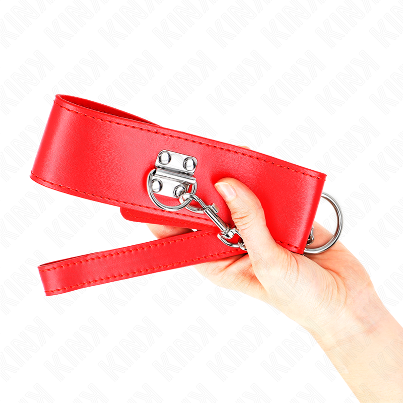KINK - COLLIER AVEC CEINTURE 65 CM AVEC LARGE BRACELET ROUGE AJUSTABLE 33,5-41 CM X 5 CM KINK COLLAR & GAG