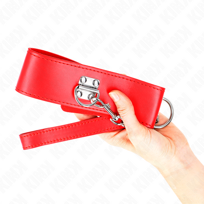 KINK - COLLIER AVEC CEINTURE 65 CM AVEC LARGE BRACELET ROUGE AJUSTABLE 33,5-41 CM X 5 CM KINK COLLAR & GAG