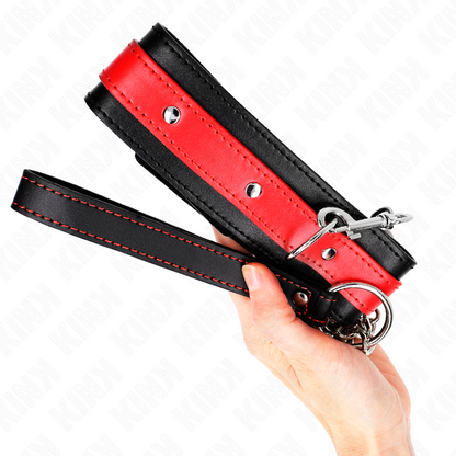 KINK - COLLIER AVEC BRACELET ROUGE 65 CM AJUSTABLE 36-43 CM X 5 CM KINK COLLAR & GAG