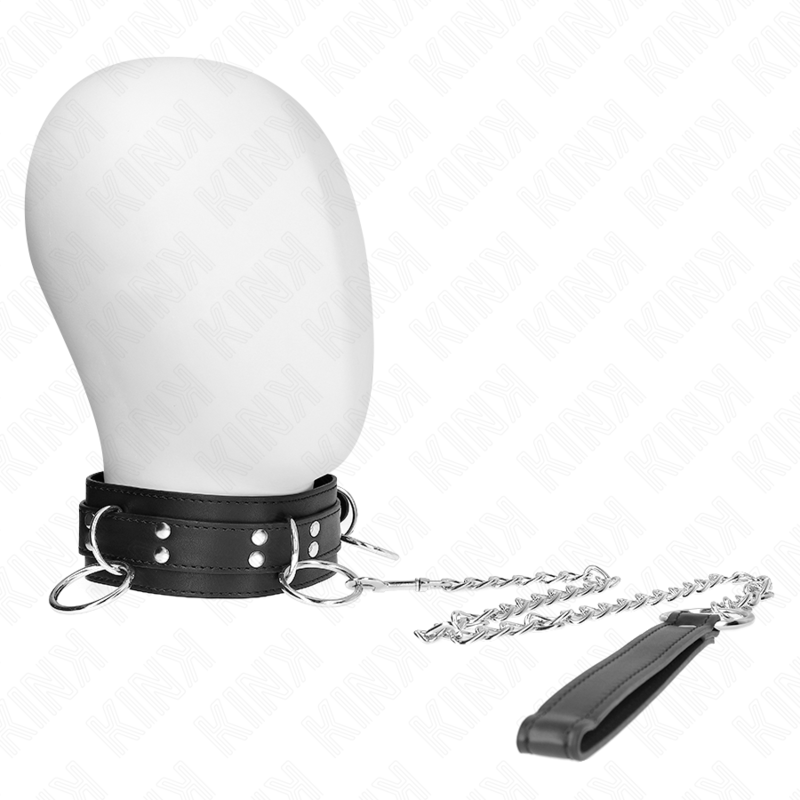 KINK - COLLIER ESCLAVAGE 3 ANNEAUX AVEC SANGLE 80 CM 53 X 5 CM KINK COLLAR & GAG