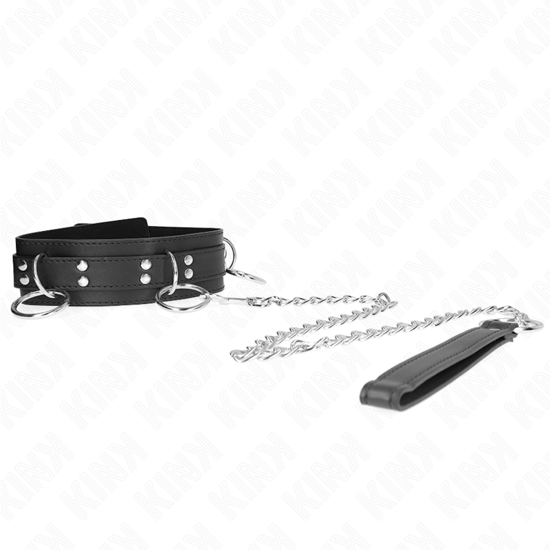 KINK - COLLIER ESCLAVAGE 3 ANNEAUX AVEC SANGLE 80 CM 53 X 5 CM KINK COLLAR & GAG