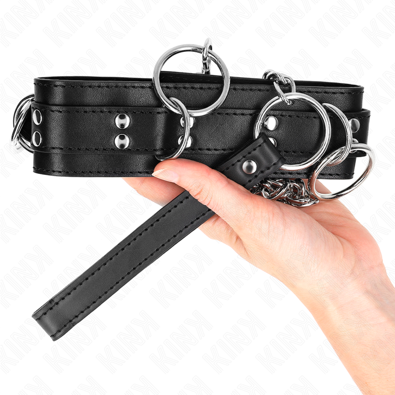 KINK - COLLIER ESCLAVAGE 3 ANNEAUX AVEC SANGLE 80 CM 53 X 5 CM KINK COLLAR & GAG