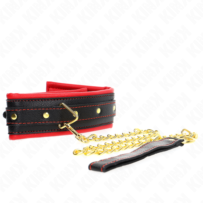KINK - COLLIER AVEC BRACELET IMITATION CUIR ÉPONGE MODÈLE 2 RÉGLABLE 37-54 CM X 3 CM KINK COLLAR & GAG
