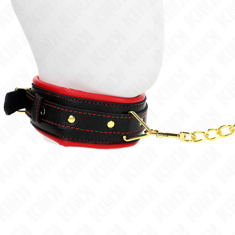 KINK - COLLIER AVEC BRACELET IMITATION CUIR ÉPONGE MODÈLE 2 RÉGLABLE 37-54 CM X 3 CM KINK COLLAR & GAG