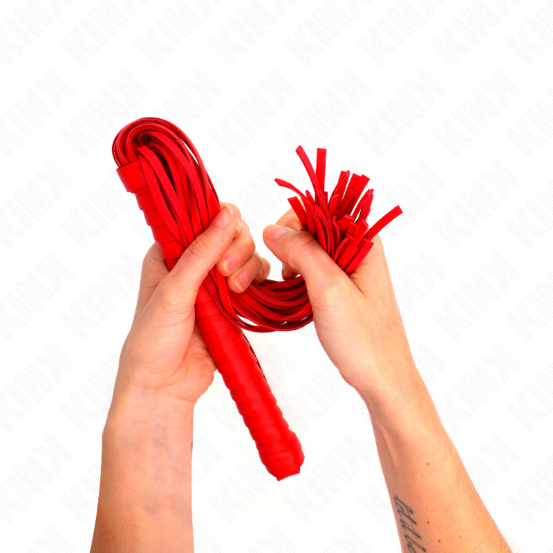 KINK - FOUET AVEC MANCHE TEXTURÉ ROUGE 48,5 CM KINK IMPACT & TOUCH