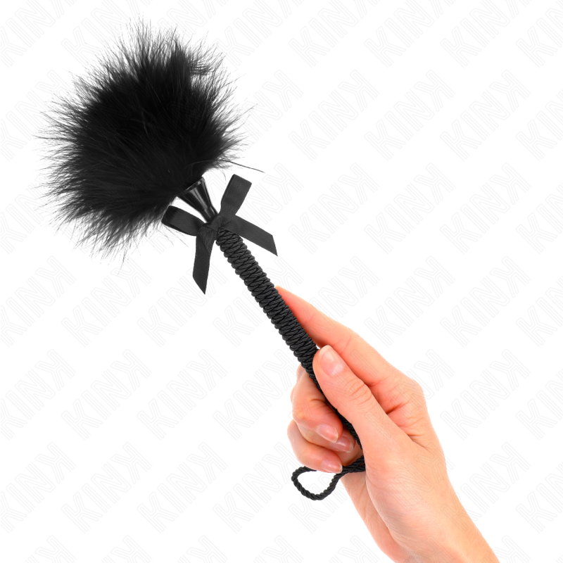 KINK - Baguette en corde de nylon avec plumes chatouillantes et noeud noir 25 cm KINK IMPACT & TOUCH