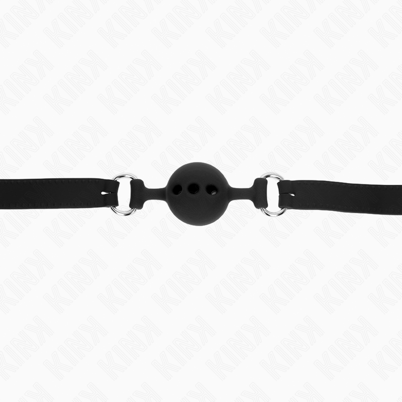 KINK - BÂILLON ENTIÈREMENT SILICONE 55 x 2 CM AVEC BOULE DE 4 CM TAILLE S NOIR AJUSTABLE 35-51 CM KINK COLLAR & GAG