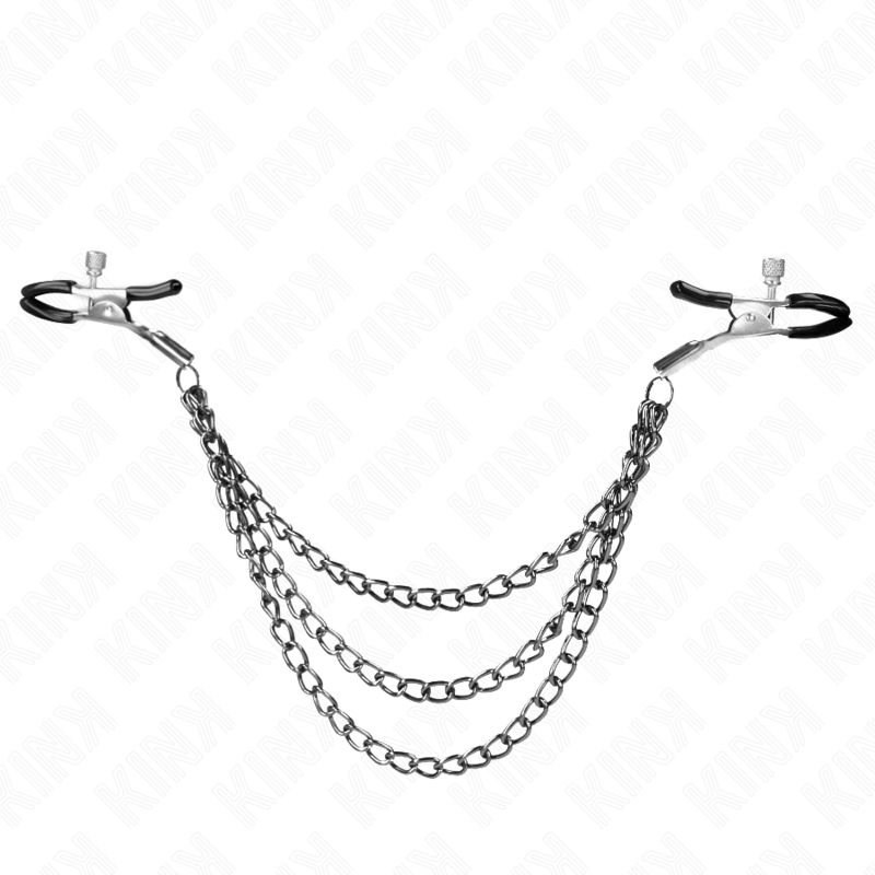 KINK - PINCES À METELIER AVEC 3 CHAÎNES NOIRES 20/23/28 CM KINK NIPPLE GRIP