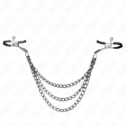 KINK - PINCES À METELIER AVEC 3 CHAÎNES NOIRES 20/23/28 CM KINK NIPPLE GRIP
