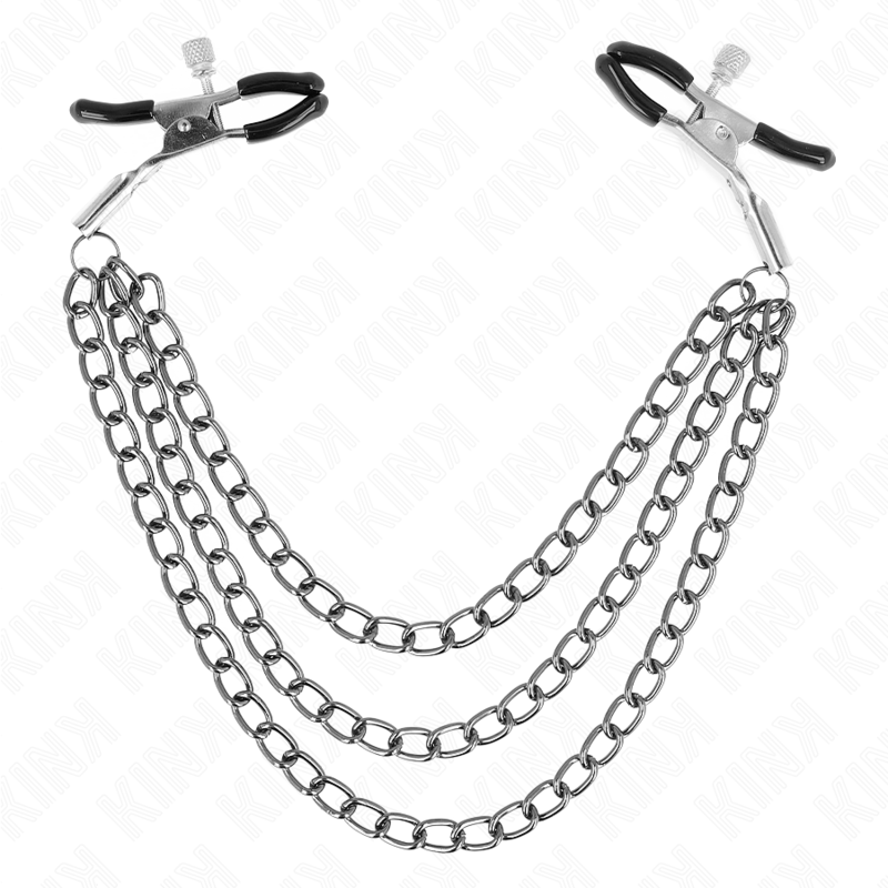 KINK - PINCES À METELIER AVEC 3 CHAÎNES NOIRES 20/23/28 CM KINK NIPPLE GRIP