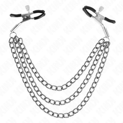 KINK - PINCES À METELIER AVEC 3 CHAÎNES NOIRES 20/23/28 CM KINK NIPPLE GRIP