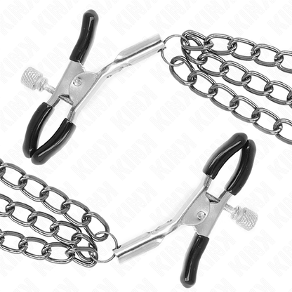 KINK - PINCES À METELIER AVEC 3 CHAÎNES NOIRES 20/23/28 CM KINK NIPPLE GRIP