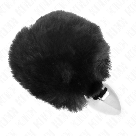 KINK - BOUCHON EN ACIER INOXYDABLE 7 x 3 CM AVEC QUEUE DE LAPIN EN FAUSSE FOURRURE NOIRE 8 CM KINK PLEASURE PLUGS