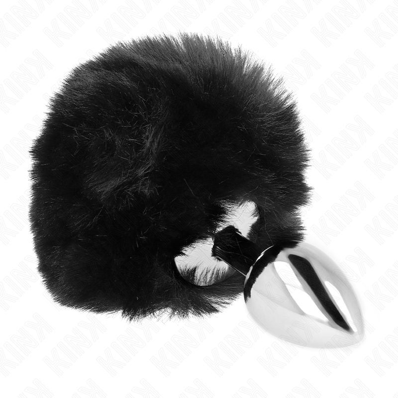 KINK - BOUCHON EN ACIER INOXYDABLE 7 x 3 CM AVEC QUEUE DE LAPIN EN FAUSSE FOURRURE NOIRE 8 CM KINK PLEASURE PLUGS