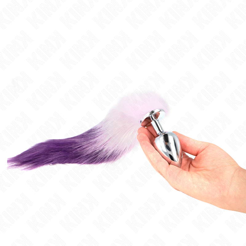 KINK - PLUG ANAL TAILLE L 10 X 4 CM AVEC QUEUE SYNTHÉTIQUE 40 CM VIOLET KINK PLEASURE PLUGS