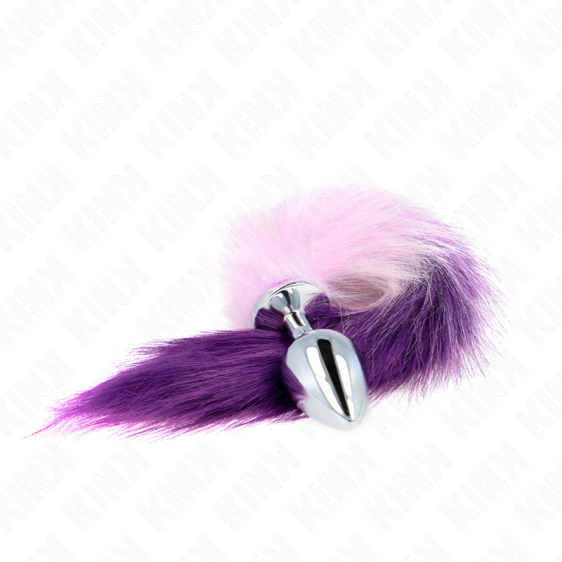 KINK - PLUG ANAL TAILLE L 10 X 4 CM AVEC QUEUE SYNTHÉTIQUE 40 CM VIOLET KINK PLEASURE PLUGS