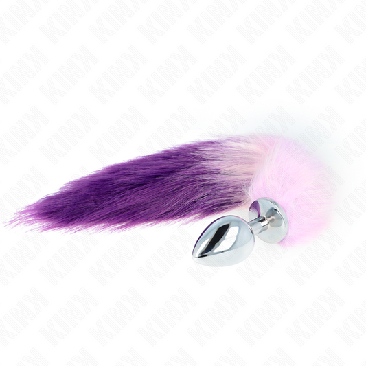 KINK - PLUG ANAL TAILLE L 10 X 4 CM AVEC QUEUE SYNTHÉTIQUE 40 CM VIOLET KINK PLEASURE PLUGS