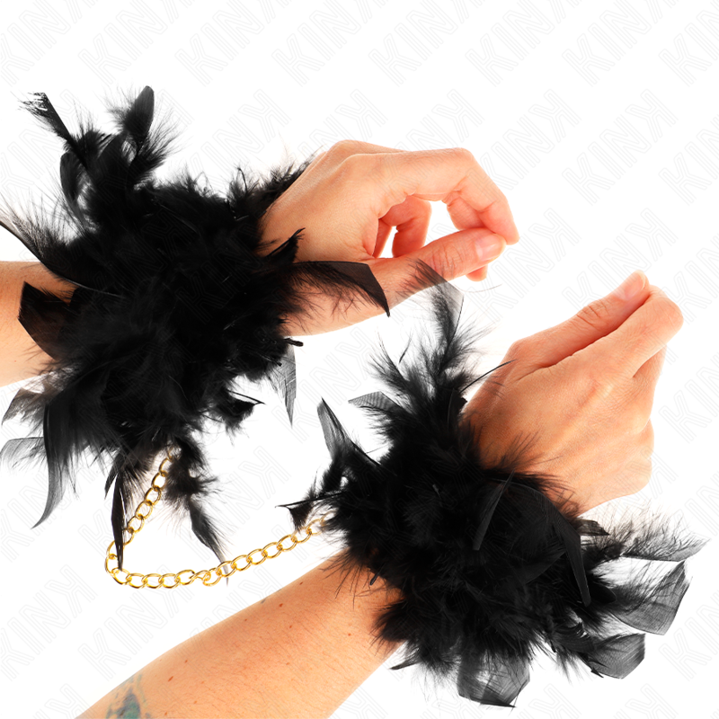 KINK - MANCHETTES EN PLUME AVEC CHAÎNE OR MODÈLE 1 KINK WRIST RESTRAINT