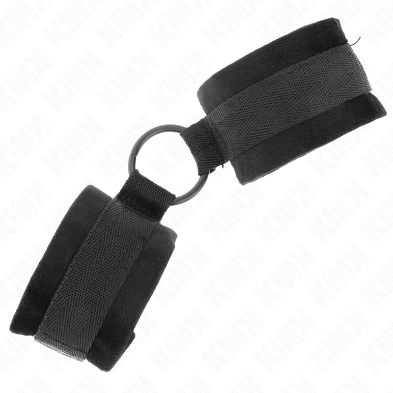 KINK - MANCHETTES DÉBUTANT FOURRURE 25 CM AVEC O-RING 4 CM NOIR AJUSTABLE 15-25 CM KINK WRIST RESTRAINT