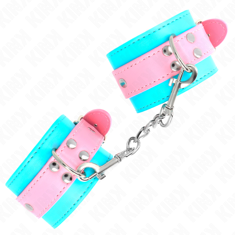 KINK - MIGNONS ATTENTES-POIGNETS BLEU/ROSE AJUSTABLES 16-28 CM X 5 CM KINK WRIST RESTRAINT