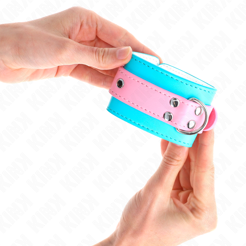 KINK - MIGNONS ATTENTES-POIGNETS BLEU/ROSE AJUSTABLES 16-28 CM X 5 CM KINK WRIST RESTRAINT