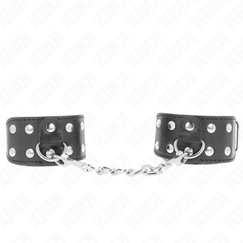 KINK - BRACELETS AVEC DOUBLE LIGNE DE CLOUS RÉGLABLES NOIR KINK WRIST RESTRAINT