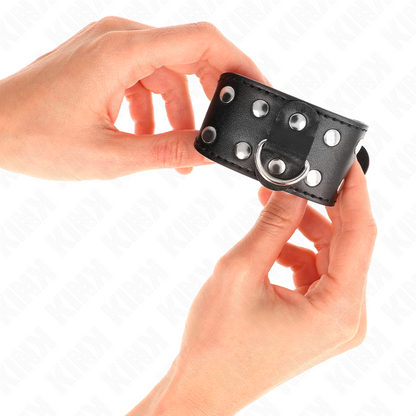KINK - BRACELETS AVEC DOUBLE LIGNE DE CLOUS RÉGLABLES NOIR KINK WRIST RESTRAINT