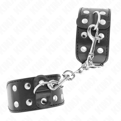 KINK - BRACELETS AVEC DOUBLE LIGNE DE CLOUS RÉGLABLES NOIR KINK WRIST RESTRAINT