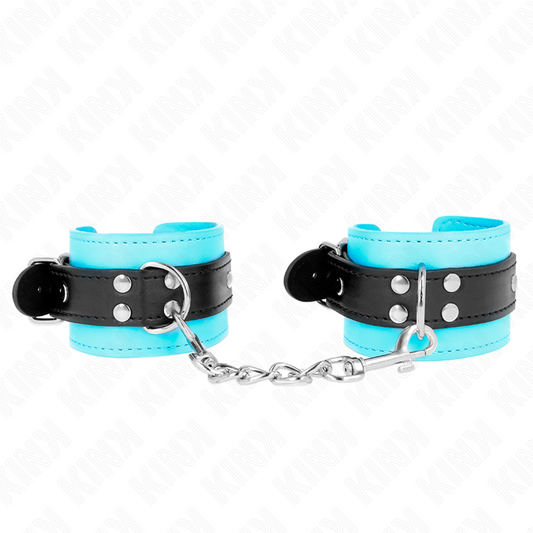 KINK - APPAREILS-POIGNETS À CROCHET DOUBLÉS DE FOURRURE BLEU AJUSTABLES 20-28 CM X 5,5 CM KINK WRIST RESTRAINT
