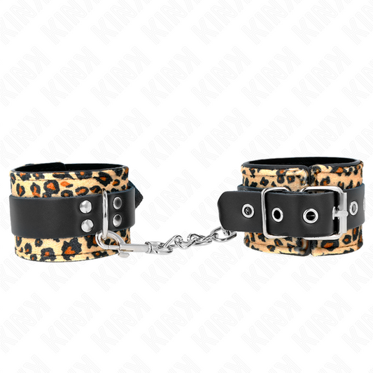 KINK - RETENUE-POIGNET EN CUIR VRAI LÉOPARD RÉGLABLE 18-29 CM X 5,5 CM KINK WRIST RESTRAINT