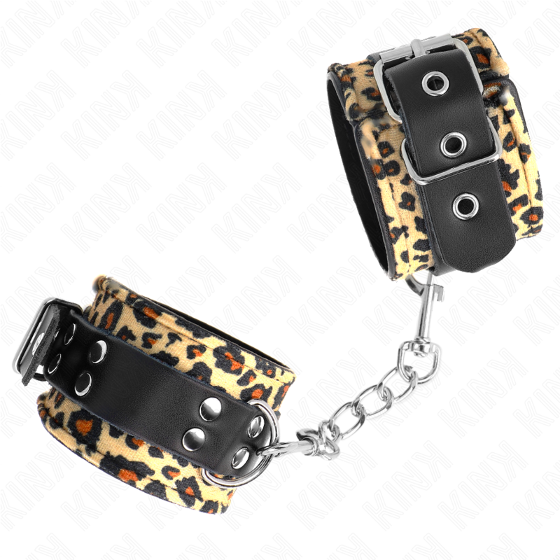 KINK - RETENUE-POIGNET EN CUIR VRAI LÉOPARD RÉGLABLE 18-29 CM X 5,5 CM KINK WRIST RESTRAINT