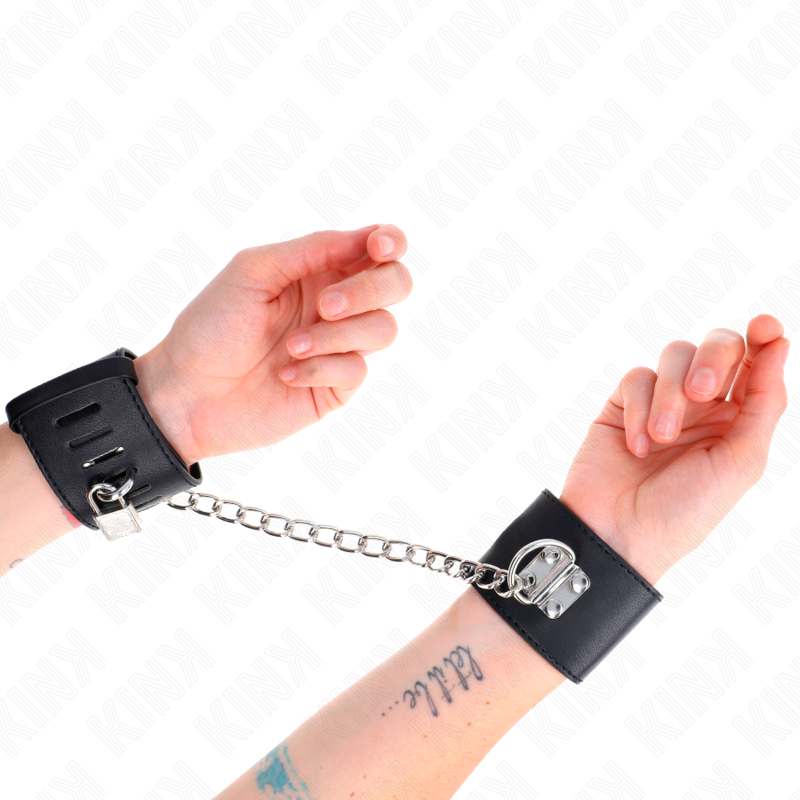 KINK - APPUI-POIGNETS FIXES AVEC CHAÎNE 30 CM ET FERMETURE PAR CADENAS NOIR RÉGLABLE 16-23 CM X 5,5 CM KINK WRIST RESTRAINT