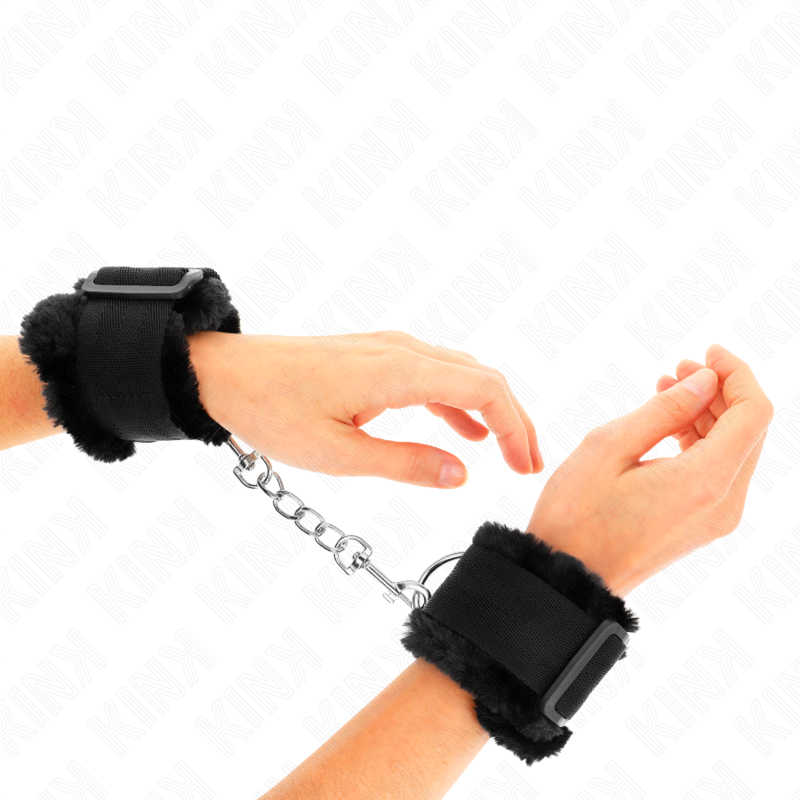 KINK - APPUI-POIGNETS DOUBLÉS DE FOURRURE NOIR AJUSTABLE 17-31 CM X 7 CM KINK WRIST RESTRAINT