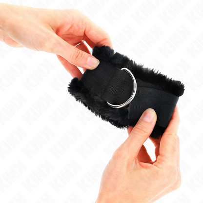 KINK - APPUI-POIGNETS DOUBLÉS DE FOURRURE NOIR AJUSTABLE 17-31 CM X 7 CM KINK WRIST RESTRAINT