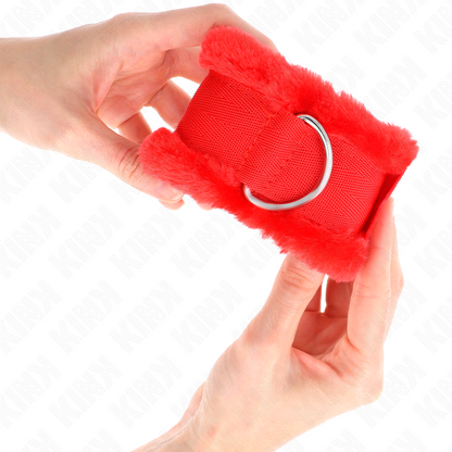 KINK - APPUI-POIGNETS DOUBLÉS DE FOURRURE ROUGE AJUSTABLE 17-31 CM X 7 CM KINK WRIST RESTRAINT