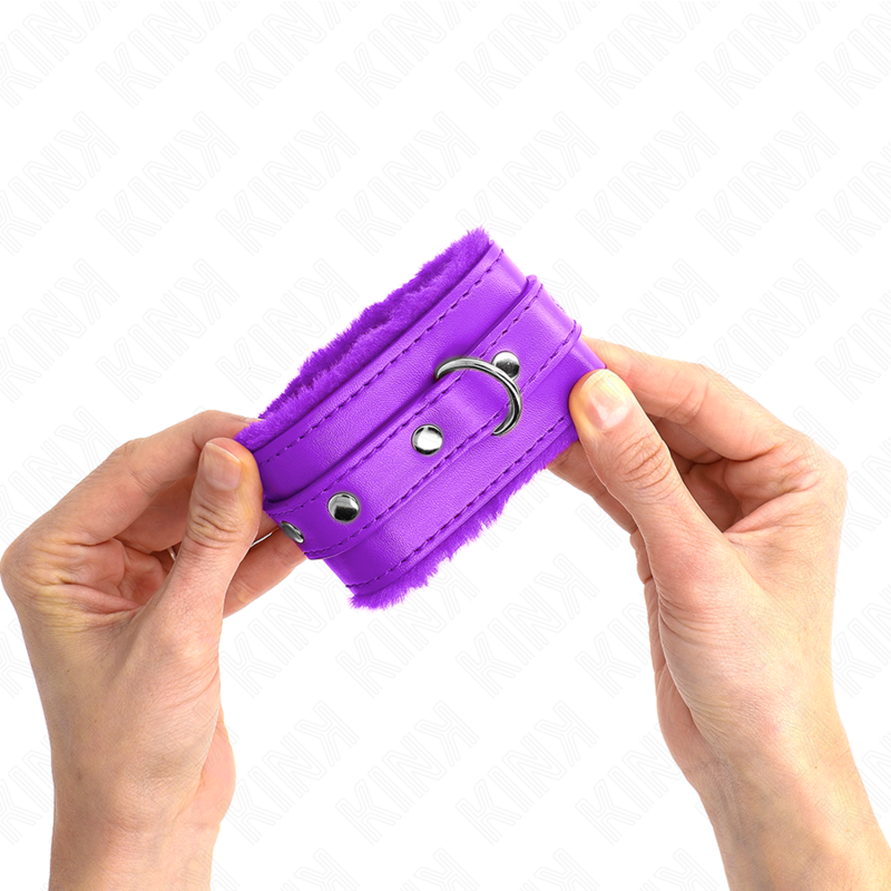 KINK - APPUI-POIGNETS DOUBLÉS DE FOURRURE PREMIUM VIOLET AVEC CEINTURE VIOLET AJUSTABLE 17-29 CM X 6 CM KINK WRIST RESTRAINT