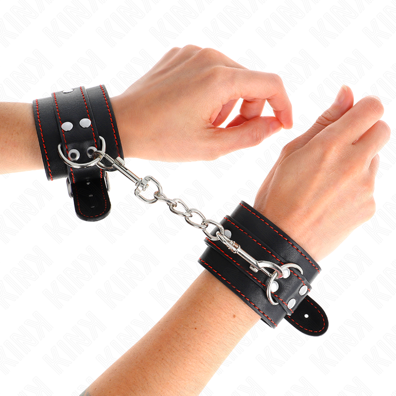 KINK - APPUI-POIGNETS NOIR AVEC DOUBLURE ROUGE RÉGLABLE 20-28 CM X 5,5 CM KINK WRIST RESTRAINT