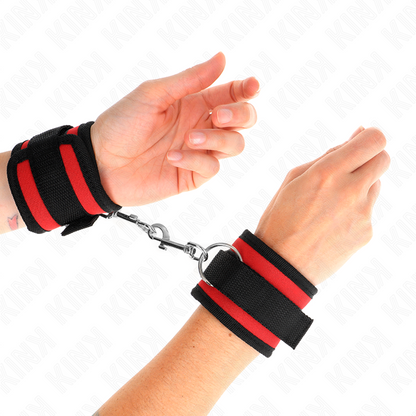 KINK - APPAREILS-POIGNETS À CROCHET ET BOUCLE EN NYLON ROUGE-NOIR MODÈLE 2 RÉGLABLE 18-35 CM X 6 CM KINK WRIST RESTRAINT