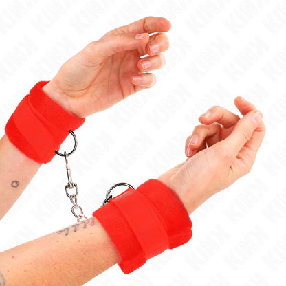KINK - MANCHETTES DÉBUTANT EN FOURRURE ROUGE 30 X 7 CM KINK WRIST RESTRAINT