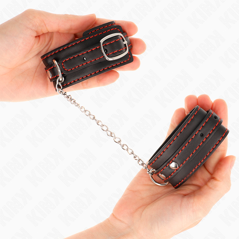 KINK - PETITES RETENUES-POIGNETS NOIRES AVEC DOUBLURE ROUGE RÉGLABLE 14-24 CM X 3,5 CM KINK WRIST RESTRAINT