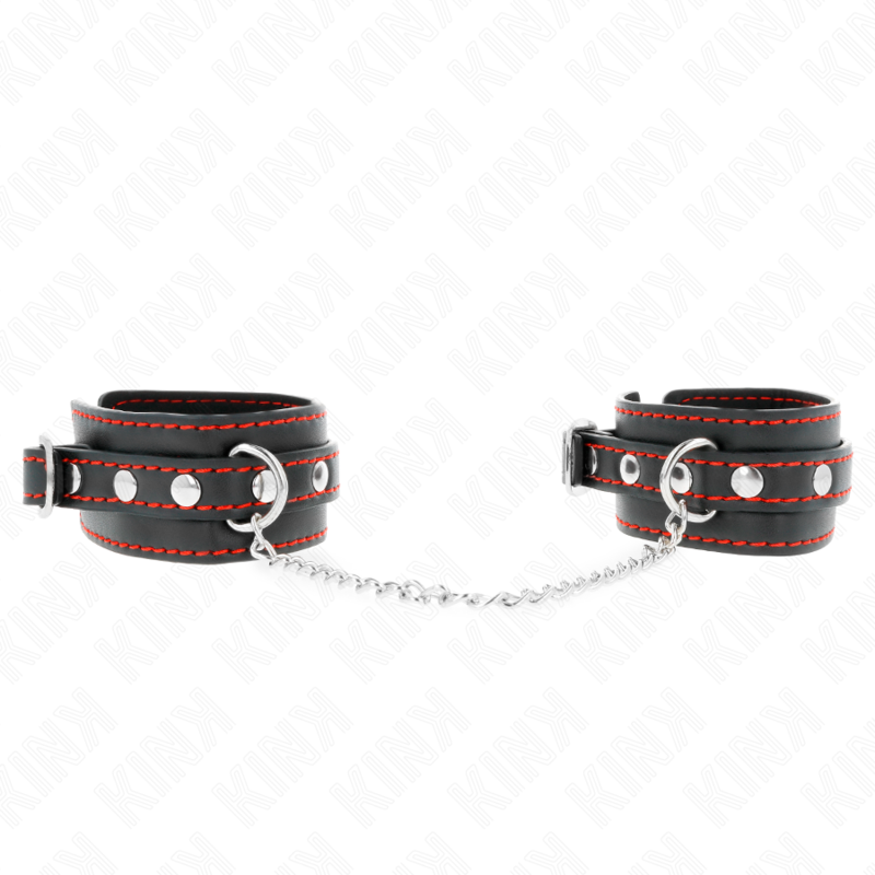KINK - PETITES RETENUES-POIGNETS NOIRES AVEC DOUBLURE ROUGE RÉGLABLE 14-24 CM X 3,5 CM KINK WRIST RESTRAINT
