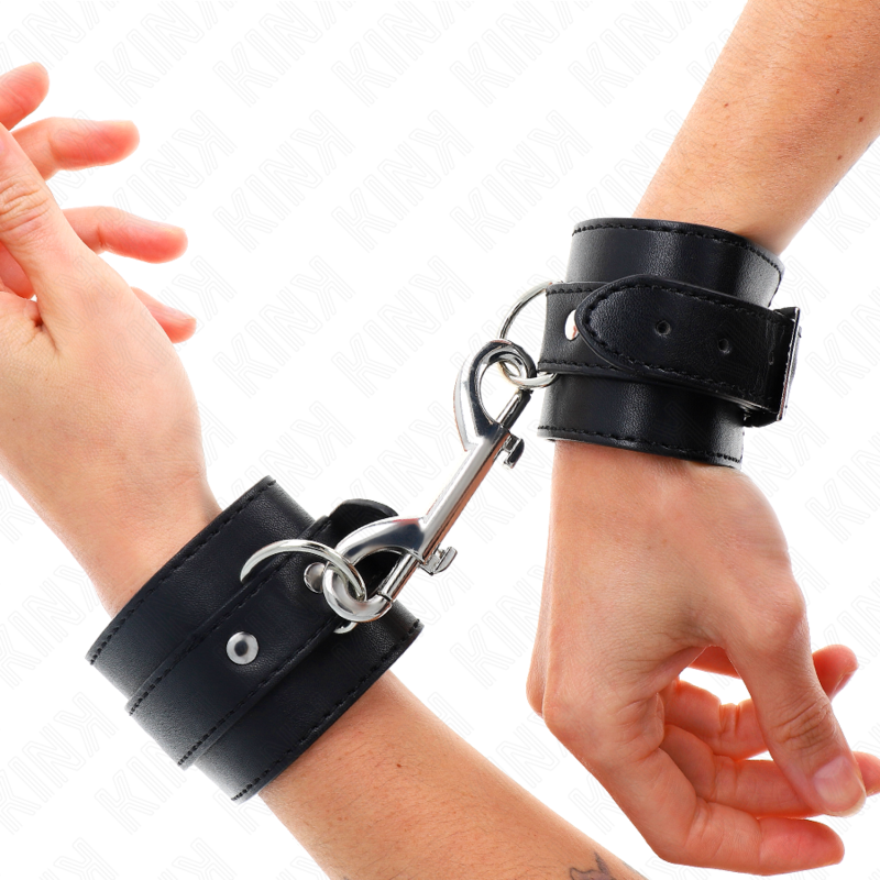 KINK - APPAREILS-POIGNETS - RANGÉE DE RIVETS SIMPLE ET GRANDE BOUCLE NOIRE RÉGLABLE 17-28 CM X 5 CM KINK WRIST RESTRAINT