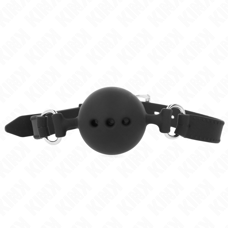 KINK - BÂTON ENTIEREMENT SILICONE 55 x 2 CM AVEC BOULE 4,5 CM TAILLE M NOIR AJUSTABLE 35-51 CM KINK COLLAR & GAG