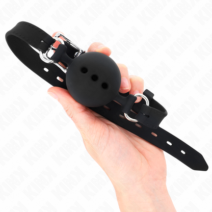 KINK - BÂTON ENTIEREMENT SILICONE 55 x 2 CM AVEC BOULE 4,5 CM TAILLE M NOIR AJUSTABLE 35-51 CM KINK COLLAR & GAG
