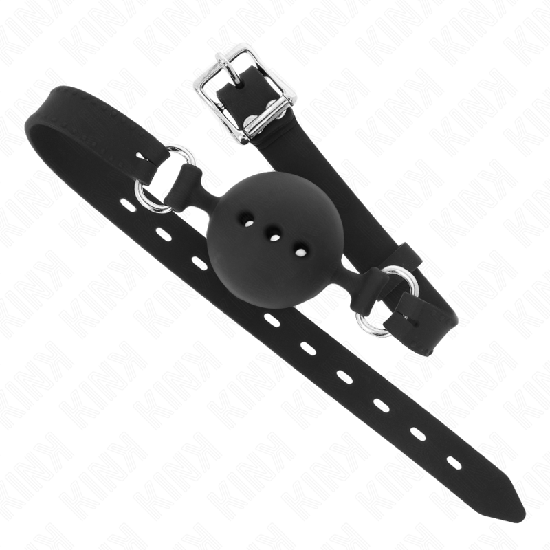 KINK - BÂTON ENTIEREMENT SILICONE 55 x 2 CM AVEC BOULE 4,5 CM TAILLE M NOIR AJUSTABLE 35-51 CM KINK COLLAR & GAG