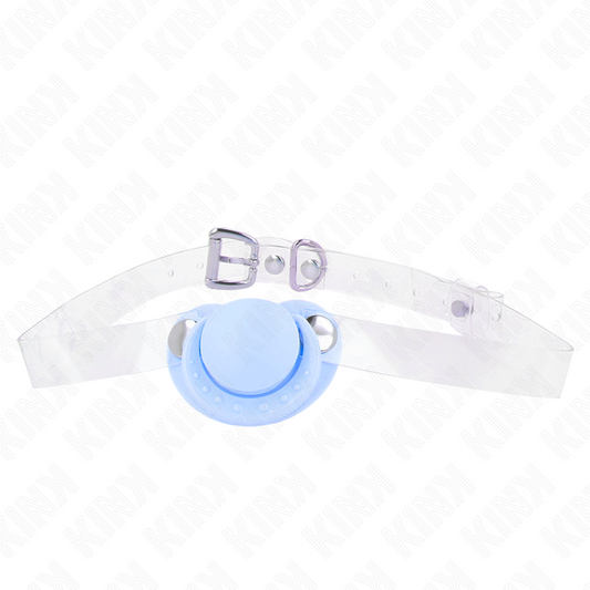 KINK - GAG EN FORME DE SUCETTE BLEU CLAIR 5,5 x 4 CM AJUSTABLE 43-60 CM KINK COLLAR & GAG