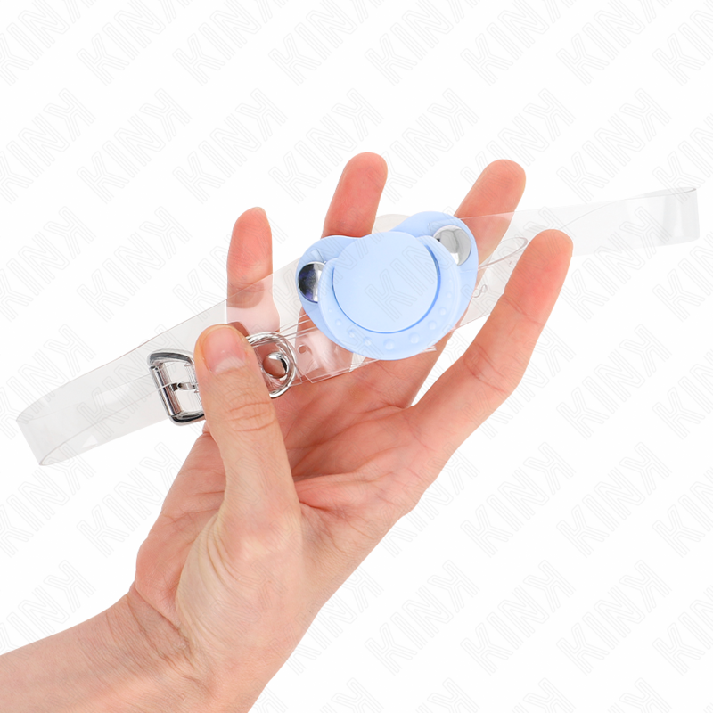 KINK - GAG EN FORME DE SUCETTE BLEU CLAIR 5,5 x 4 CM AJUSTABLE 43-60 CM KINK COLLAR & GAG