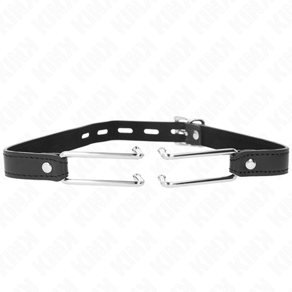 KINK - BÂTON À CROCHET EN MÉTAL 11,5 CM AVEC SANGLE EN CUIR RÉGLABLE 39-58 CM X 2 CM KINK COLLAR & GAG