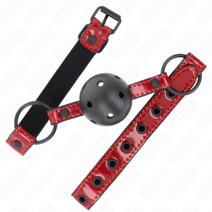 KINK - BOULE EN CUIR BRILLANT 4,5 CM BAG 63,5 X 2 CM AJUSTABLE 41 X 59 CM KINK COLLAR & GAG